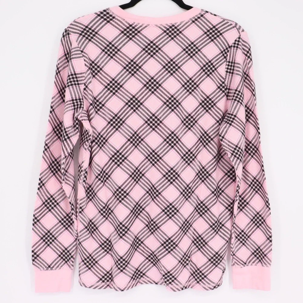 Victoria's Secret Pretty Blossom Lovely Plaid Pink Thermal Pajama Set Size L NWT